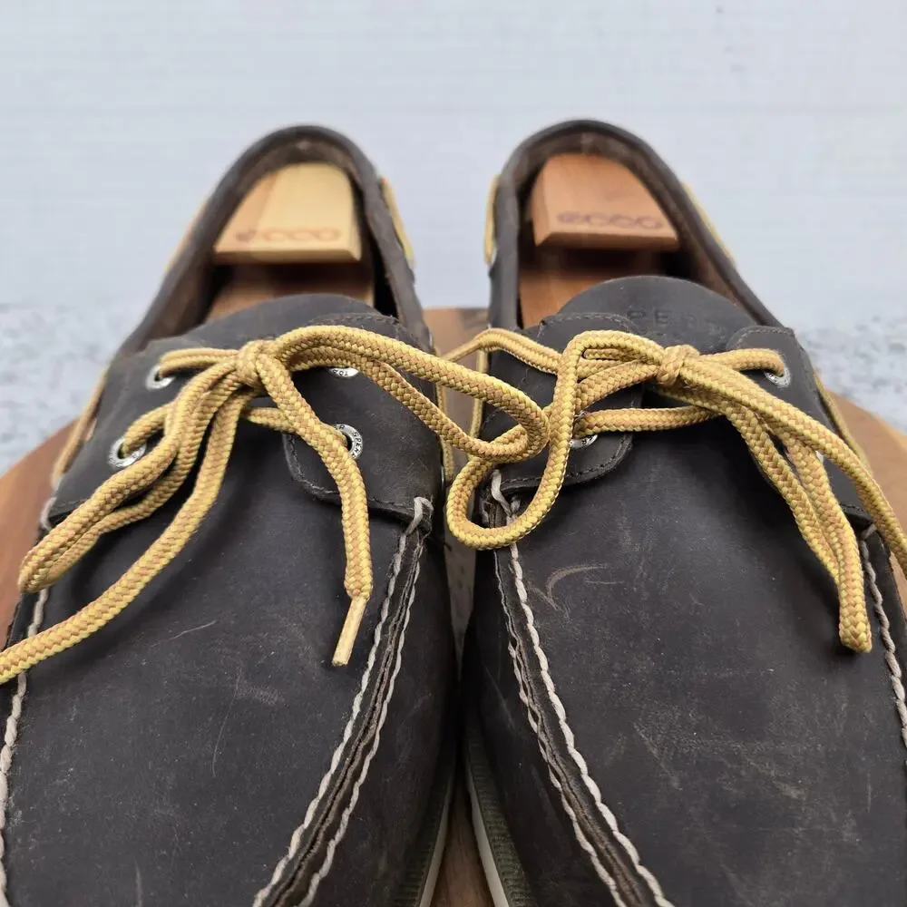 Sperry Top Sider Men 12M Authentic Original 2-Eye Brown Leather Casual Boat Shoe